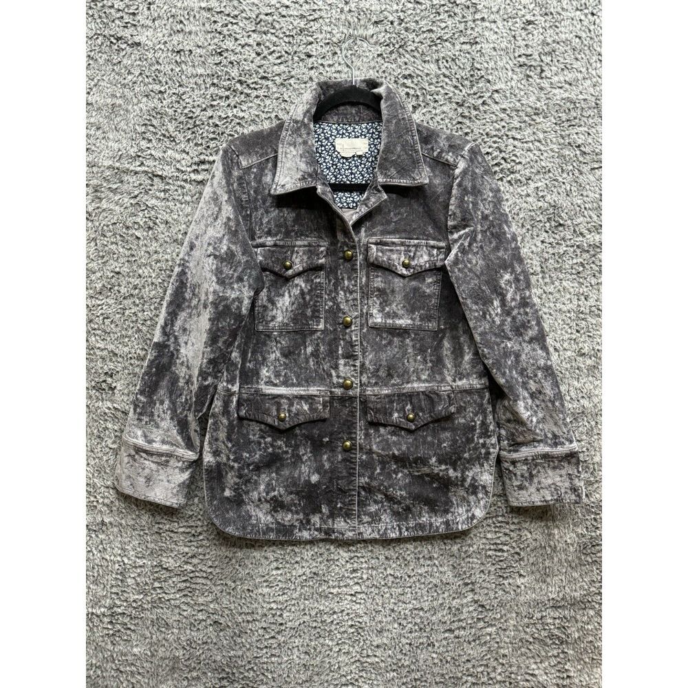 Anthropologie Velvet Utility Chore Jacket Women's Size S Small Grey Gray Coat